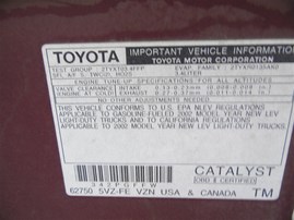 2002 Toyota 4Runner SR5 Burgundy 3.4L AT 2WD #Z22064